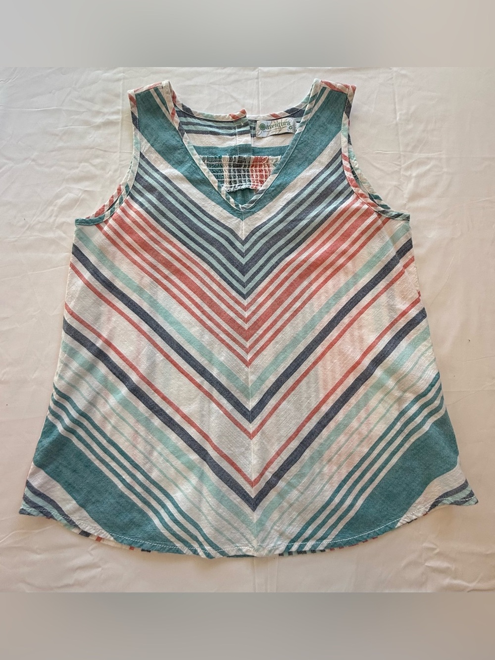 Aventura Organic Cotton Striped Tank Top Medium Sleeveless Boho Coastal